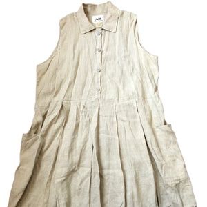 FLAX by Jeanne Engelhart Pale Green Linen Above-Knee Dress Size L